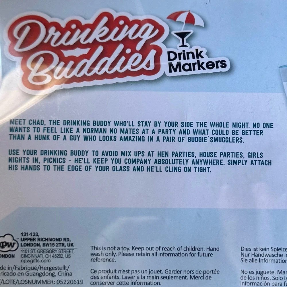 Drinking Buddies Drink Markers NIP Bachelorette Party Favor Girls Night Out